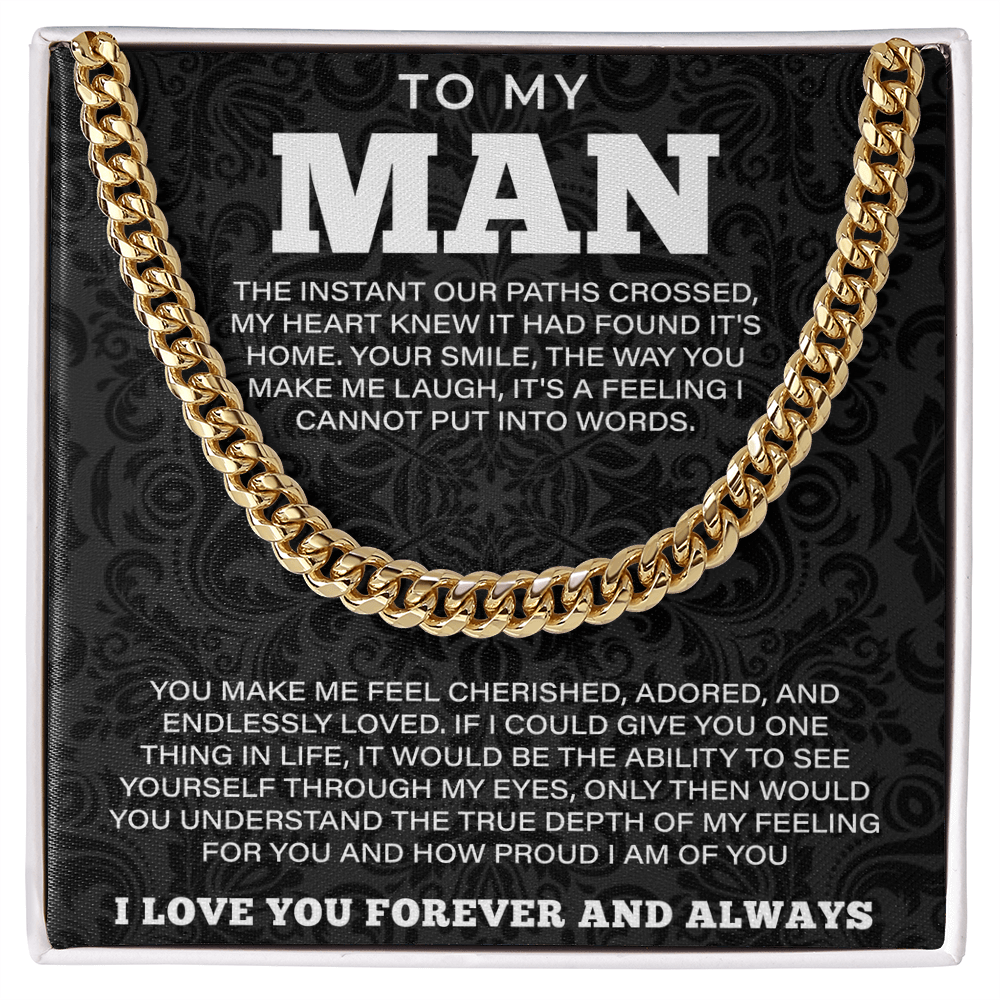 To My Man Necklace, Boyfriend Valentines Day Gift, Mens Cuban Chain Necklace for Fiance, Men Necklaces for Him, Gift For Boyfriend, Husband Gift, Husband Necklace, Boyfriend Necklace, Boyfriend Jewelry - Beauty Belliss